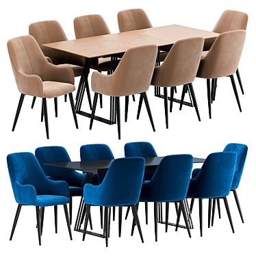 Modern Dining Set: HDC 007 Chair & Opalo Table 3D model image 1 