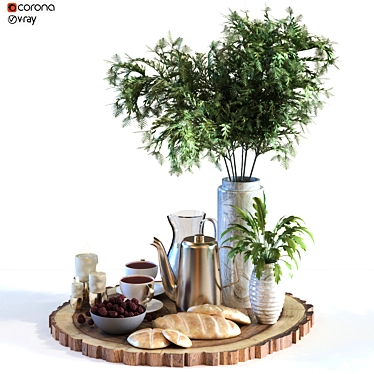 Elegant Breakfast Set Decoration 3D model image 1 