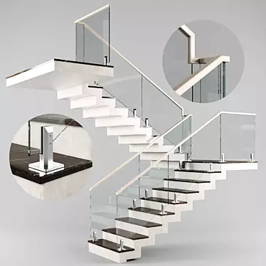 Sleek Modern Staircase for Contemporary Interiors 3D model image 1 