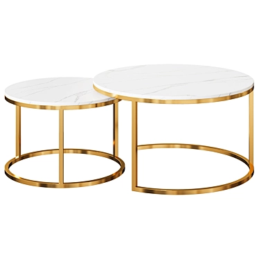 Marble Duo Table Set 3D model image 1 