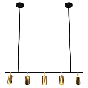 Sleek 5-Light Gold Track Chandelier 3D model image 1 