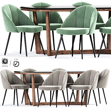 Elegant Dining Chair Set 3D model image 1 