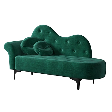 Velvet Green Button Tufted Chaise Lounge 3D model image 1 