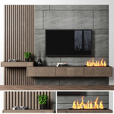 Versatile TV Wall: High-Quality Design & Editable 3D model image 1 