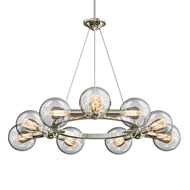 Sleek Nickel 9-Light Chandelier 3D model image 1 