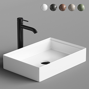 Elegant Rectangular Sink and Stylish Faucet 3D model image 1 