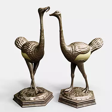 Elegant Ostrich Egg Sculptures 3D model image 1 