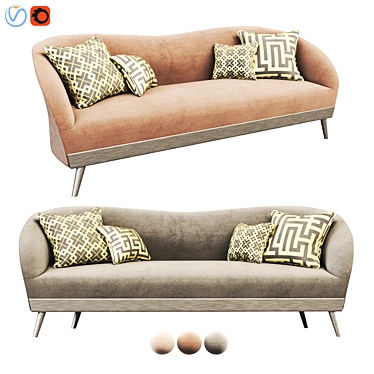 Luxe Three-Seater Sofa: Stylish Comfort 3D model image 1 