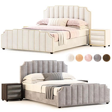 Bayonne Bed: High-Quality, Unwrapped Design 3D model image 1 