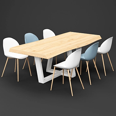 Scandinavian Dining Table Set 3D model image 1 