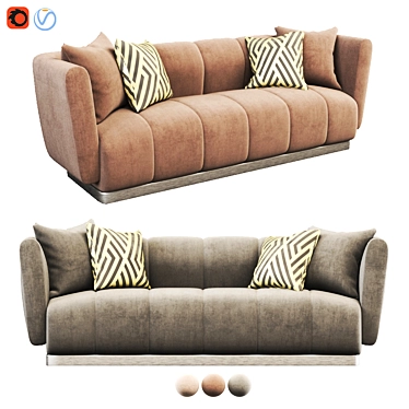 Herbie 3-Seat Sofa: Sleek, Stylish, and Comfortable 3D model image 1 