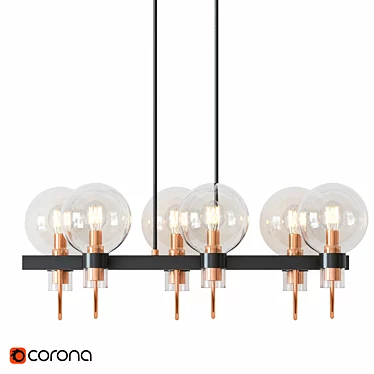 Sleek Bronze Bauhaus Chandelier 3D model image 1 