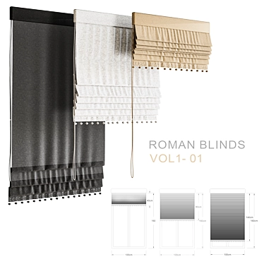 Elegant Roman Blinds - Vol.1 3D model image 1 