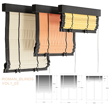 Elegant Roman Blinds - Vol. 1 3D model image 1 