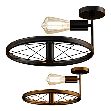 Industrial Pendant Light with Wheel Deco 3D model image 1 