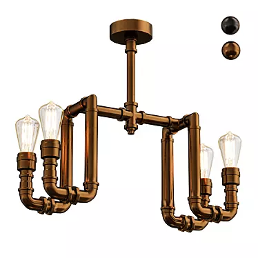 Industrial Water Pipe Ceiling Light 3D model image 1 