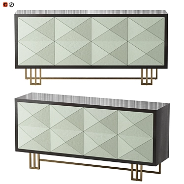 Art Deco Mirrored Steel Sideboard 3D model image 1 