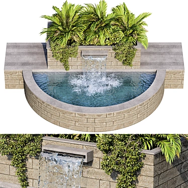  Botanical Oasis: 3D Plant & Fountain 3D model image 1 