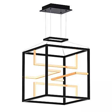 Modern Black/ Gold 4-Light Pendant 3D model image 1 