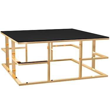 Elegant Gold and Black Coffee Table 3D model image 1 