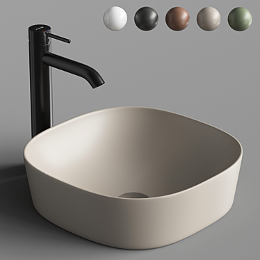 Sleek Square Sink Set 3D model image 1 