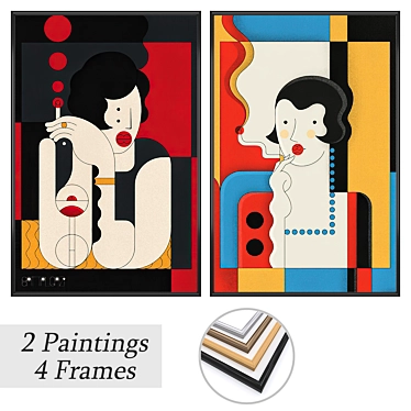 Modern Wall Art Set with Multiple Frames 3D model image 1 