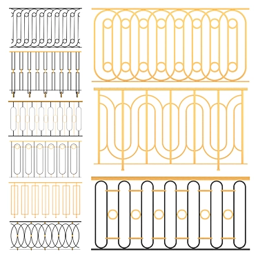 Classic Iron Railings Set 3D model image 1 