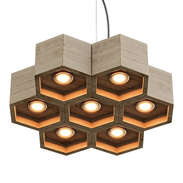 Modern Wooden Honeycomb Chandelier 3D model image 1 