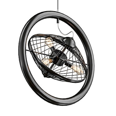 Farmhouse Metal Circle Cage Pendant with Fan Design 3D model image 1 