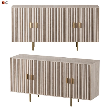 Gilded Mango Wood Sideboard 3D model image 1 