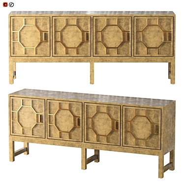 Art Deco Brass and MDF Sideboard 3D model image 1 