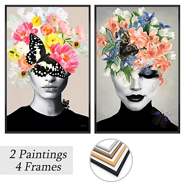 Title: Elegant Wall Art Set with Various Frames 3D model image 1 