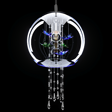 Elegant Papillon Art Glass Lamp 3D model image 1 