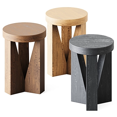 Modern Oak Stool: Cugino by Mattiazzi 3D model image 1 