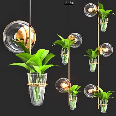 Modern Pendant Lamp with Hanging Plants 3D model image 1 