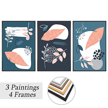 3-Piece Set of Wall Paintings with Multiple Frame Options 3D model image 1 
