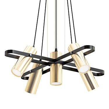 Modern Gold and Black GU10 Ceiling Chandelier 3D model image 1 