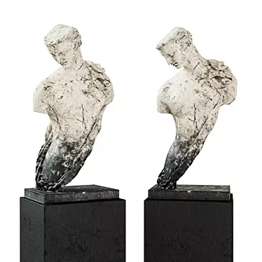 Marble Greek Woman Torso Pedestal 3D model image 1 