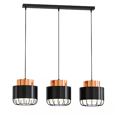 Industrial Pendant Lamp with Three Bulbs 3D model image 1 