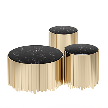 Gold Empire Round Coffee Table Set 3D model image 1 