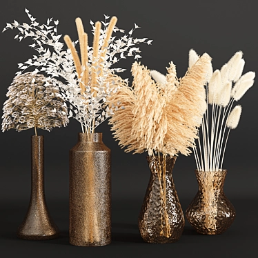 Elegant Dried Pampas Bouquet 3D model image 1 