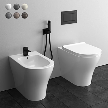 Elegant Italian Back to Wall WC/Bidet 3D model image 1 