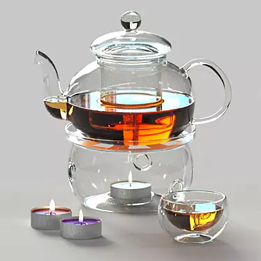 Elegant Porcelain Tea Set 3D model image 1 