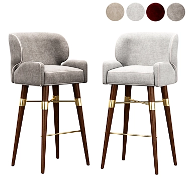 Elegant Louis Bar Stool 3D model image 1 