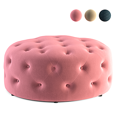 Blush Pink Velvet Hampton Pouffe 3D model image 1 