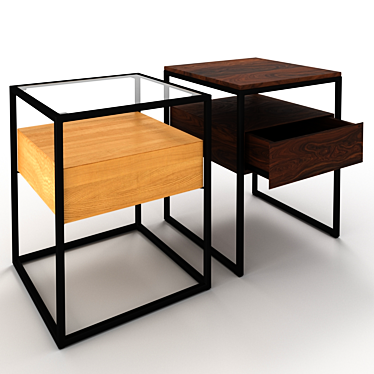 Sleek Bedside Table: Modern Design, 1 Drawer 3D model image 1 