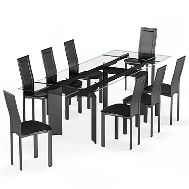 Cattelan Italia Elan Drive Dining Table & Lara Chairs Set 3D model image 1 