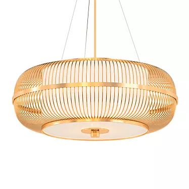 Japanese Bamboo Chandelier: Elegant Illumination. 3D model image 1 