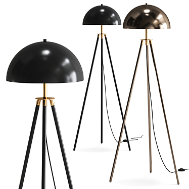 Modern Tripod Dome Floor Lamp 3D model image 1 