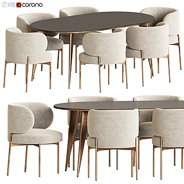 Modern 3D Dining Set 121 3D model image 1 